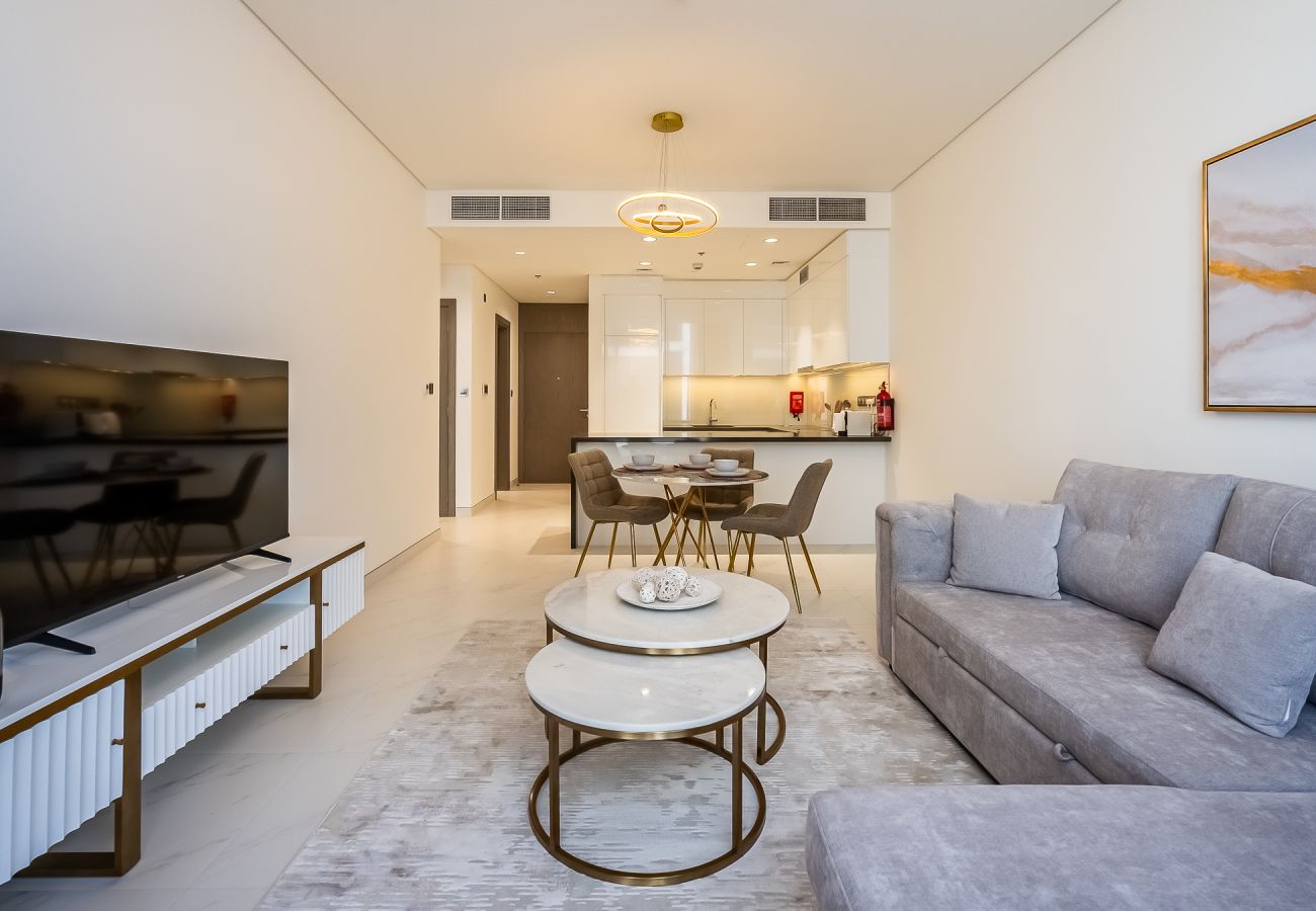 公寓 在 Dubai - Modern 1-Bedroom Apartment with Lagoon & Burj Khalifa Views | District One, MBR City